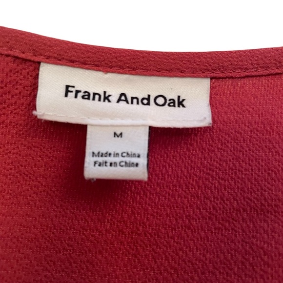 Frank & Oak Button up Blouse-VNeck-Peplum Ruffle Hem/Sleeves-Size Medium - Picture 5 of 12